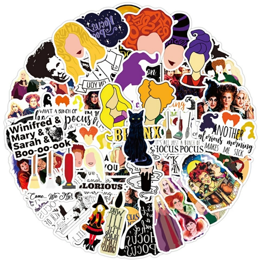 Witches hocus-pocus stickers 10 & necklace - Picture 2 of 7